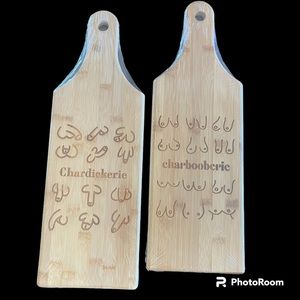 Charcuterie Boards set/2 CHARBOOBERIE AND CHARDICKERIE Bamboo. Boob Penis Dick